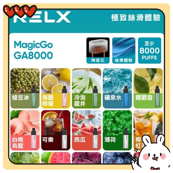 RELX拋棄式 RELX GA 8000口拋棄式 RELX一